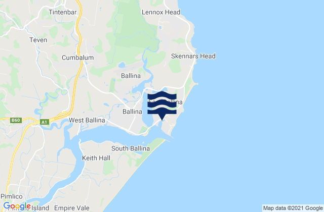 Mapa de mareas East Ballina, Australia