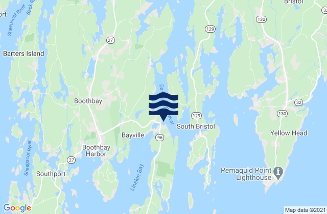 Mapa de mareas East Boothbay, United States