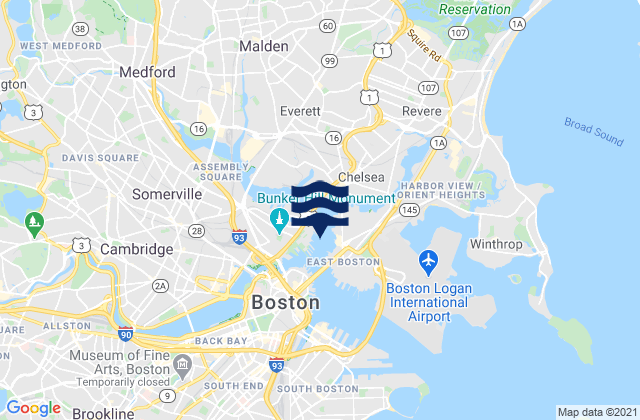 Mapa de mareas East Boston Pier 10 southeast of, United States