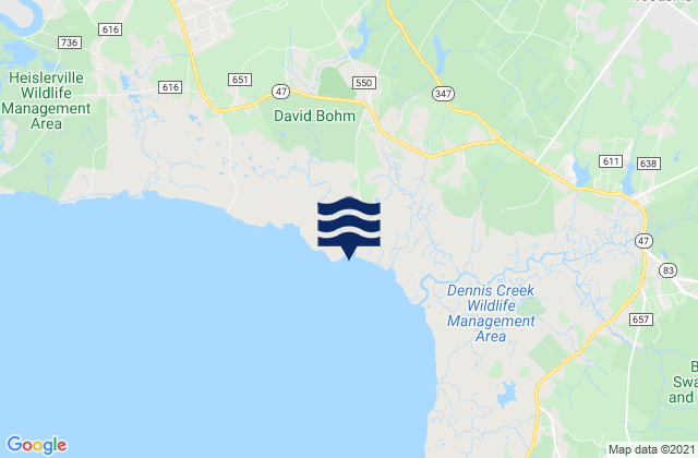 Mapa de mareas East Creek (Route 47 Bridge), United States