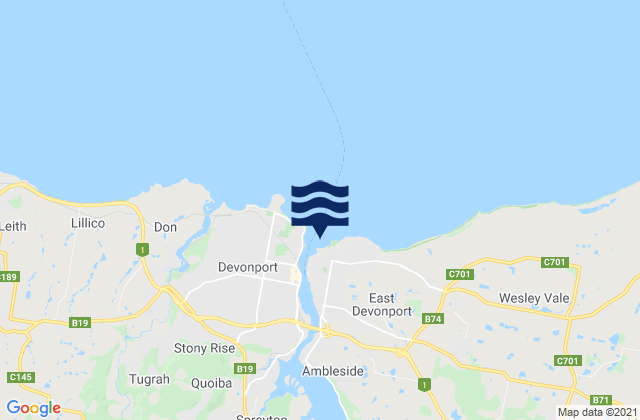Mapa de mareas East Devonport Beach, Australia