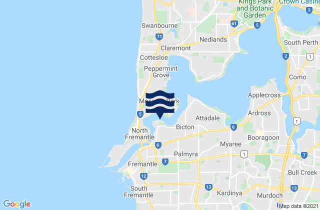 Mapa de mareas East Fremantle, Australia