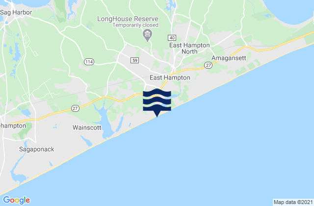 Mapa de mareas East Hampton Beach, United States