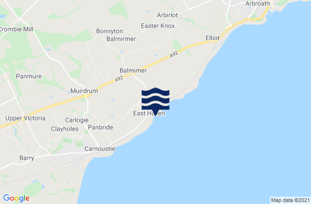 Mapa de mareas East Haven Beach, United Kingdom