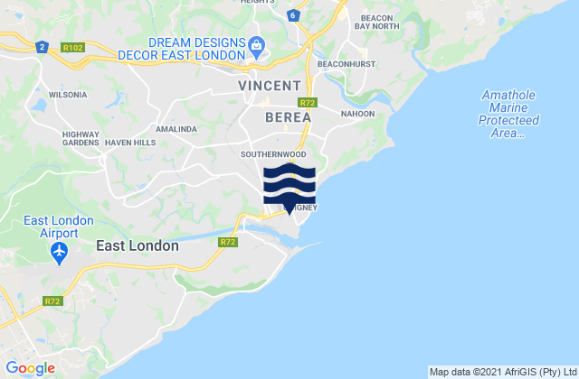 Mapa de mareas East London, South Africa