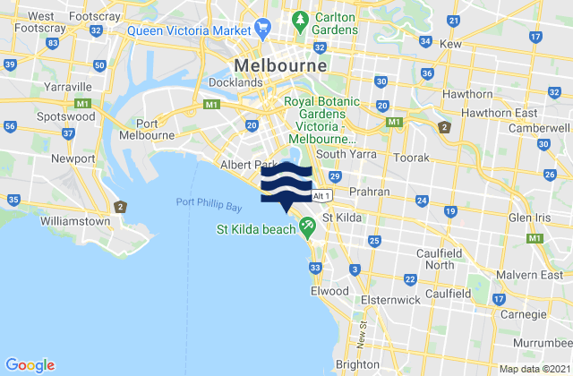 Mapa de mareas East Melbourne, Australia