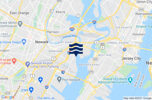 Mapa de mareas East Newark, United States