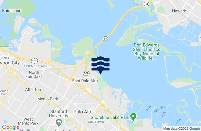 Mapa de mareas East Palo Alto, United States