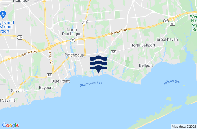 Mapa de mareas East Patchogue, United States