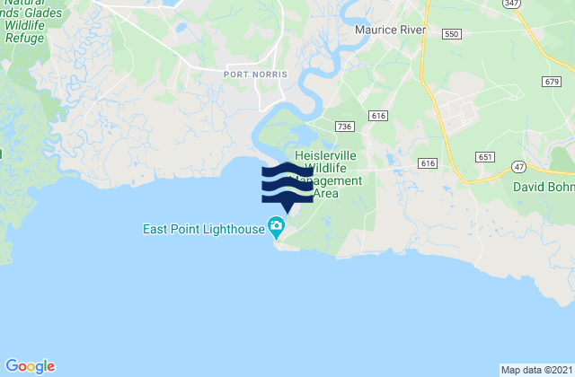 Mapa de mareas East Point (Maurice River Cove), United States