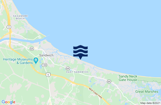 Mapa de mareas East Sandwich Beach, United States