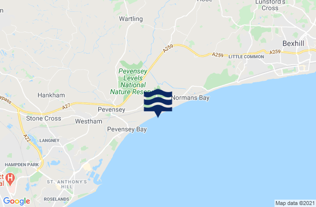 Mapa de mareas East Sussex, United Kingdom
