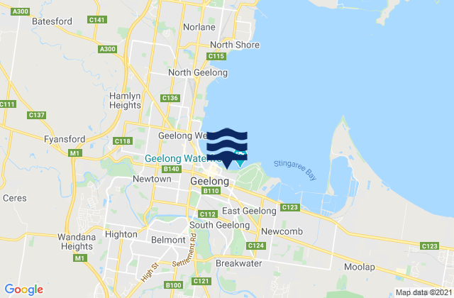 Mapa de mareas Eastern Beach, Australia