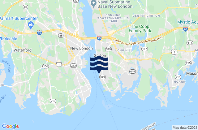 Mapa de mareas Eastern Point Beach Groton, United States
