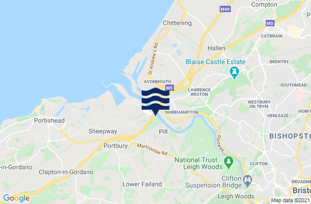Mapa de mareas Easton-in-Gordano, United Kingdom