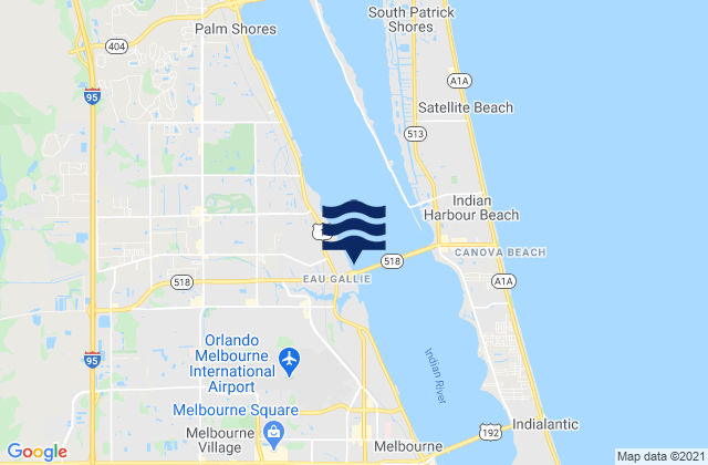 Mapa de mareas Eau Gallie, United States