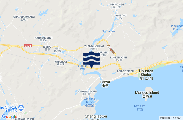 Mapa de mareas Ebu, China