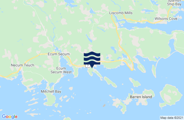 Mapa de mareas Ecum Secum, Canada