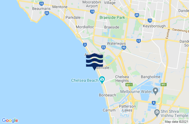 Mapa de mareas Edithvale, Australia