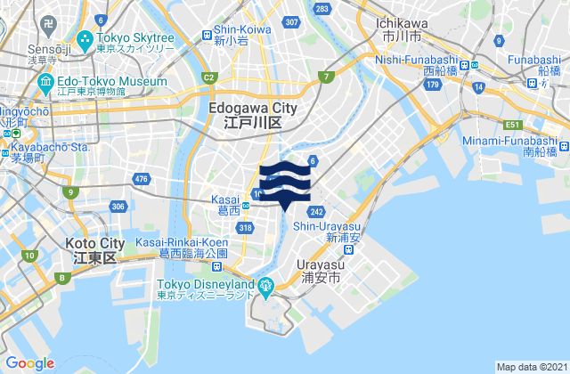 Mapa de mareas Edogawa Ku, Japan