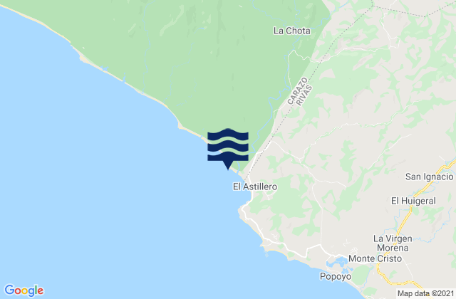 Mapa de mareas El Astillero, Nicaragua