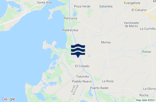 Mapa de mareas El Bolsillo, Colombia