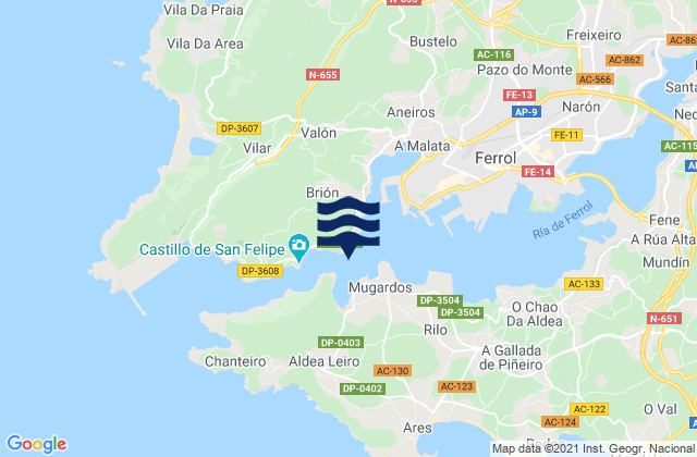 Mapa de mareas El Ferrol del Caudillo, Spain