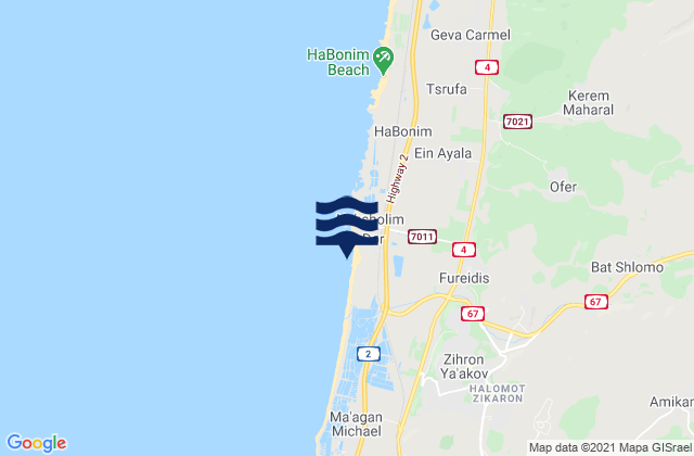 Mapa de mareas El Fureidīs, Israel