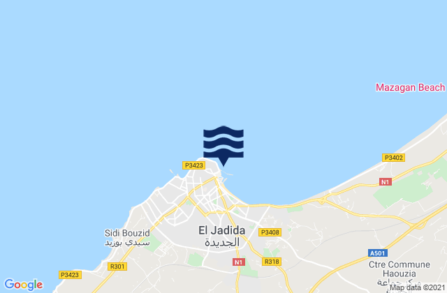 Mapa de mareas El Jadid, Morocco