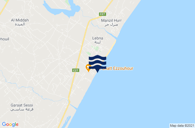 Mapa de mareas El Mida, Tunisia