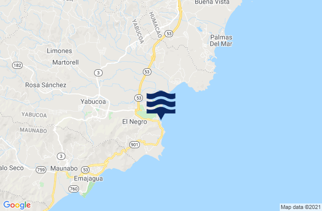 Mapa de mareas El Negro, Puerto Rico