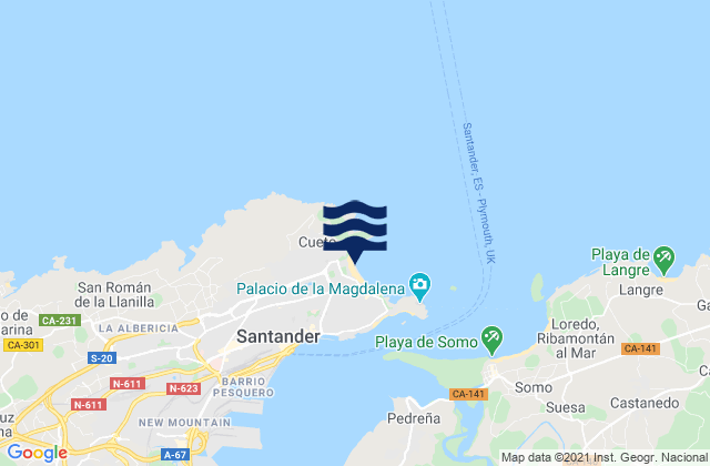 Mapa de mareas El Sardinero - Segunda, Spain