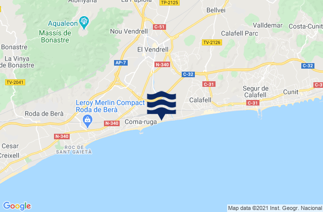 Mapa de mareas El Vendrell, Spain