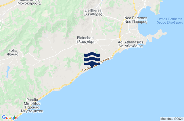 Mapa de mareas Elaiochóri, Greece