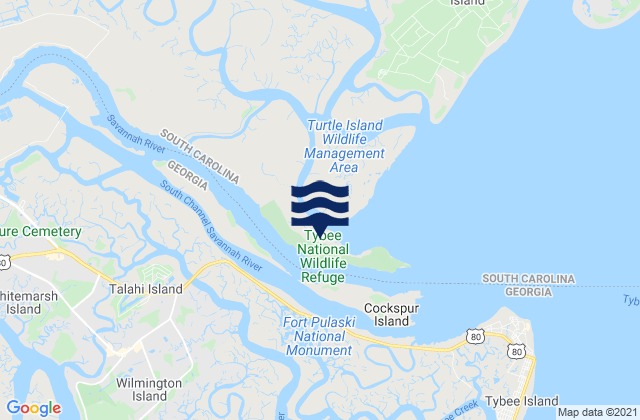 Mapa de mareas Elba Island west of Savannah River, United States