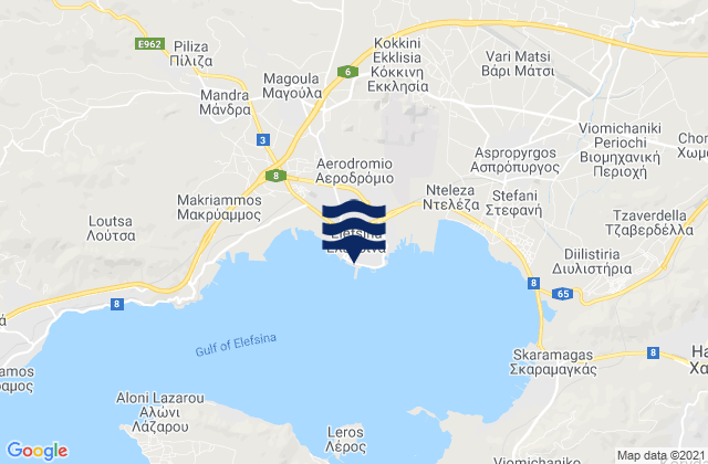 Mapa de mareas Elefsína, Greece
