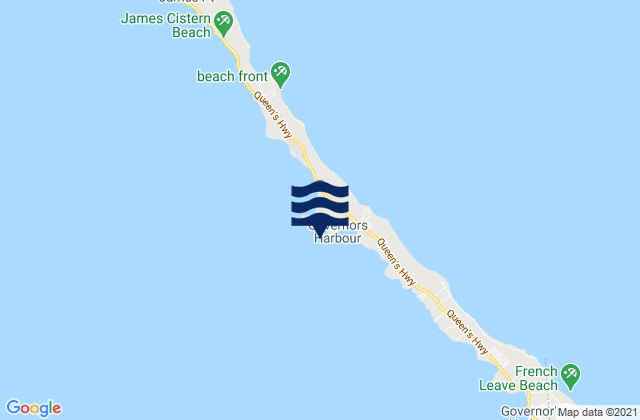 Mapa de mareas Eleuthera Island west coast, United States