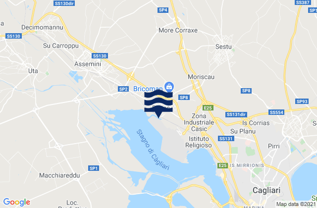 Mapa de mareas Elmas, Italy