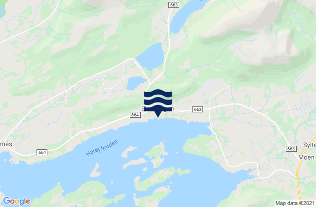 Mapa de mareas Elnesvågen, Norway