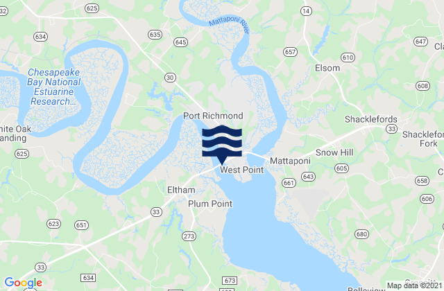 Mapa de mareas Eltham Bridge 100 yds. north of, United States