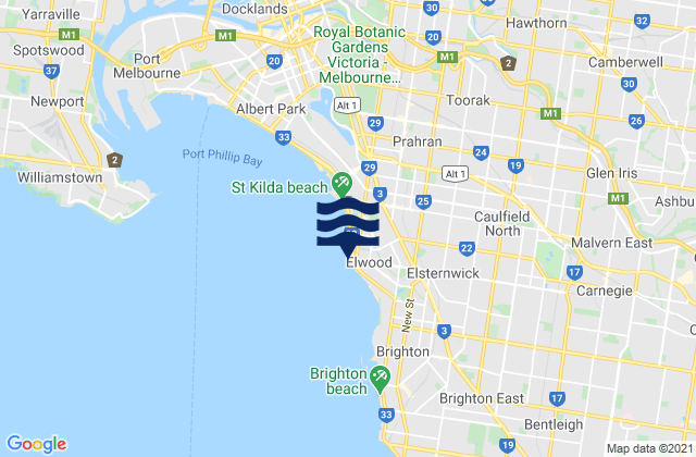 Mapa de mareas Elwood, Australia