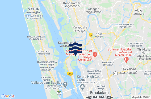 Mapa de mareas Elūr, India