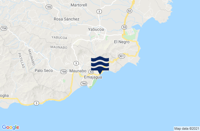 Mapa de mareas Emajagua Barrio, Puerto Rico