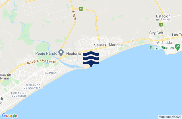 Mapa de mareas Empalme Olmos, Uruguay