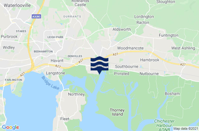 Mapa de mareas Emsworth Harbour Beach, United Kingdom