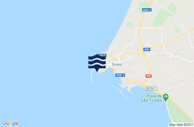 Mapa de mareas Enseada de Sines, Portugal