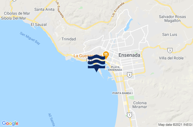 Mapa de mareas Ensenada Todos Santos Bay, Mexico