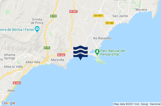 Mapa de mareas Ensenada de Calpe, Spain
