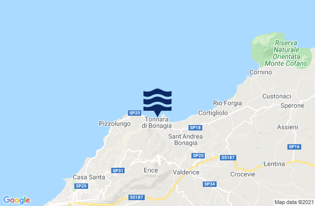 Mapa de mareas Erice, Italy