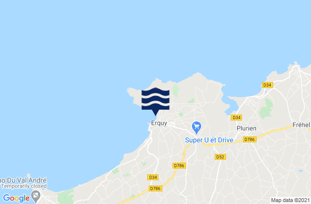 Mapa de mareas Erquy, France
